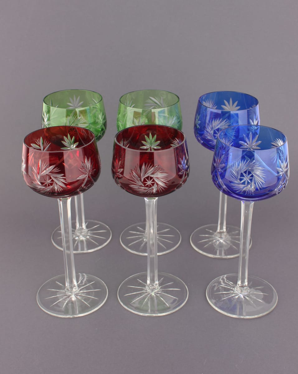 6 farbige Weingläser Römer Kristallglas